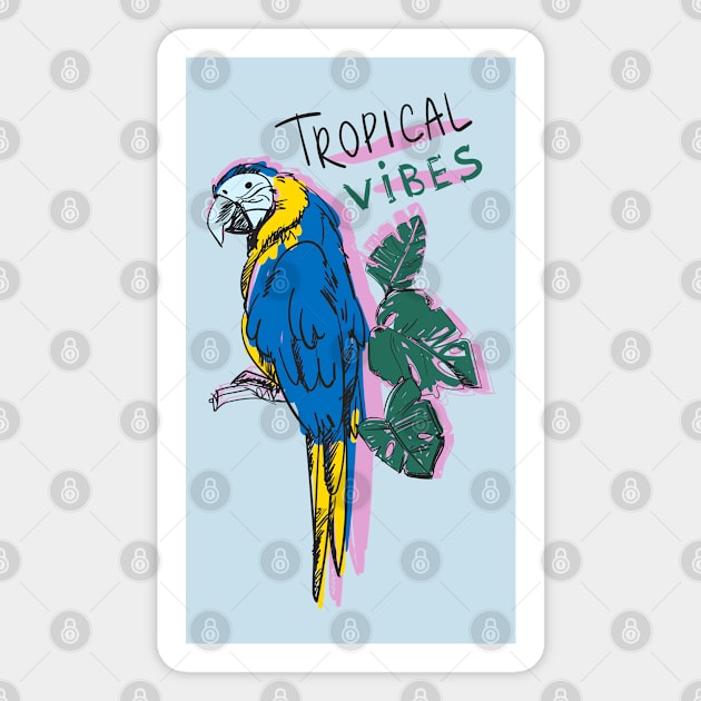 Parrot macaw tropical vibes Magnet by Mako Design 